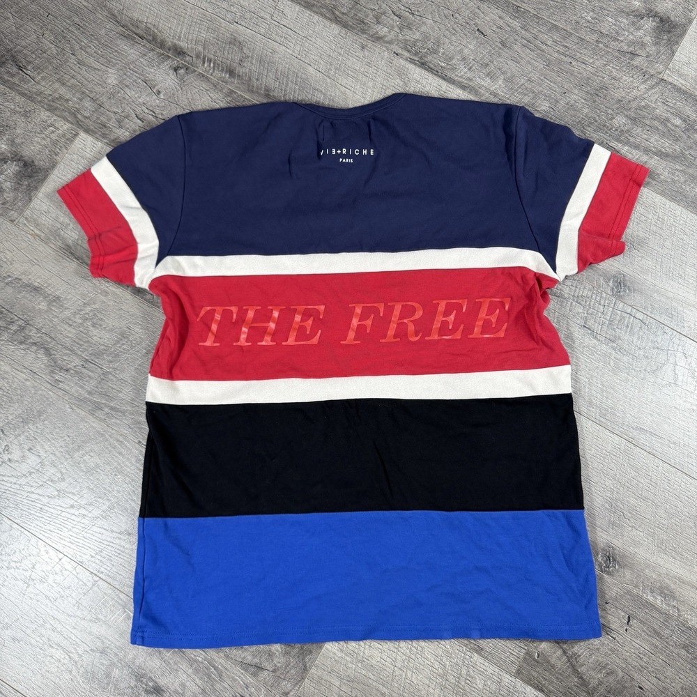 Vie Riche+Paris Men's Xl Black Designer Color Block Pullover T-shirt Multicolor - Picture 3 of 8